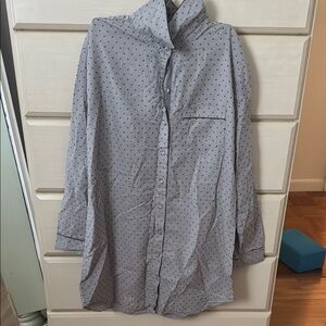 Victoria's Secret Gray Casual Button Down Shirt with Polka Dot Pattern